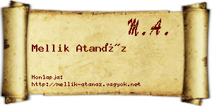 Mellik Atanáz névjegykártya